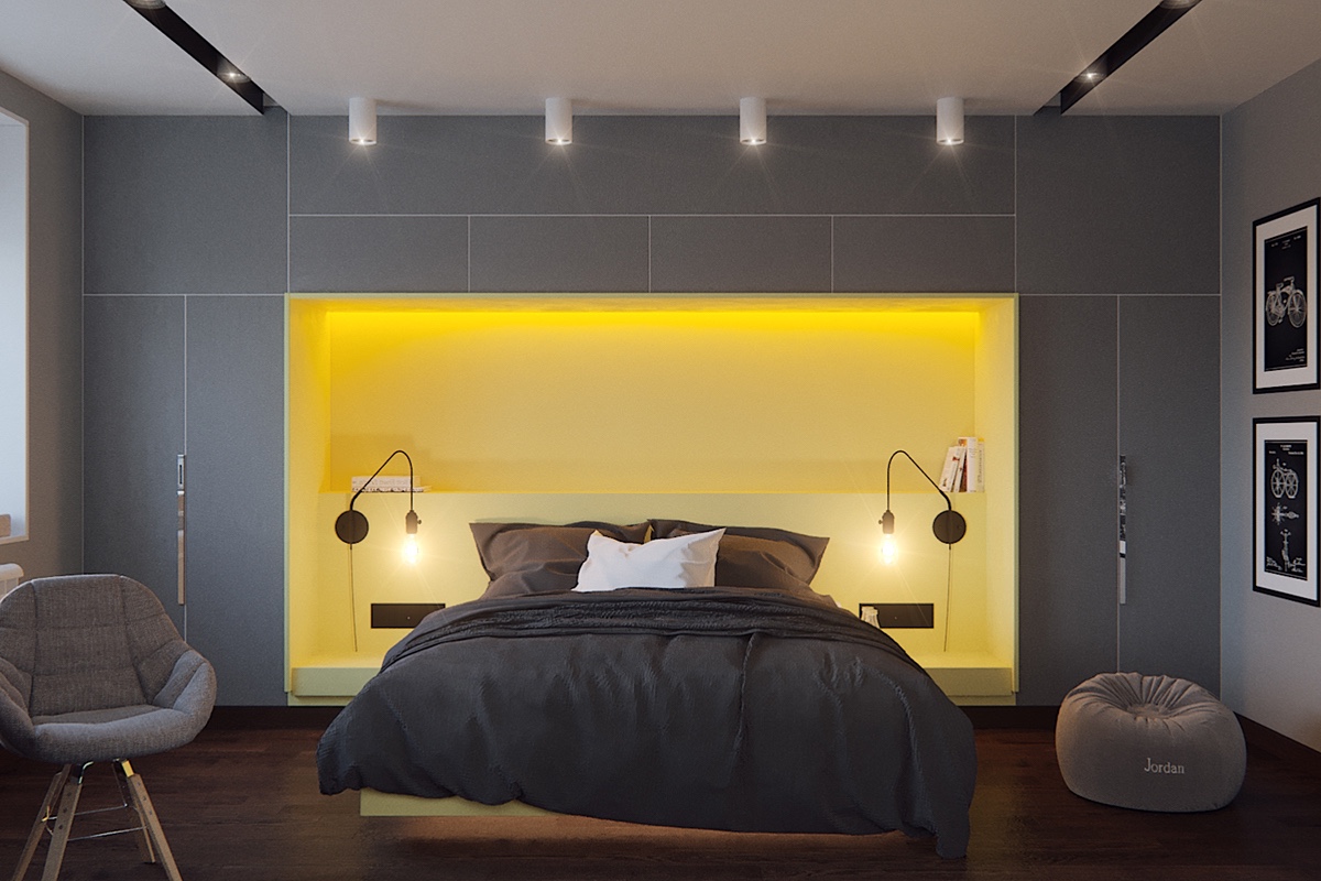 ایده های خاکستری رنگ برای دکوراسیون اتاق خواب 