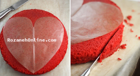کیک مخملی قرمز برای روز ولنتاین