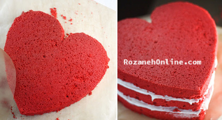 کیک مخملی قرمز برای روز ولنتاین
