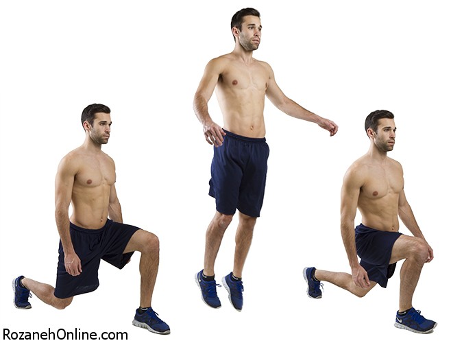 افزایش ضربان قلب بوسیله حرکت ورزشی Jumping Lunges