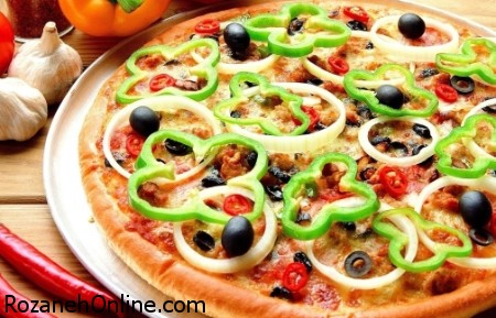 پخت پیتزا سبزیجات بدون پنیر 