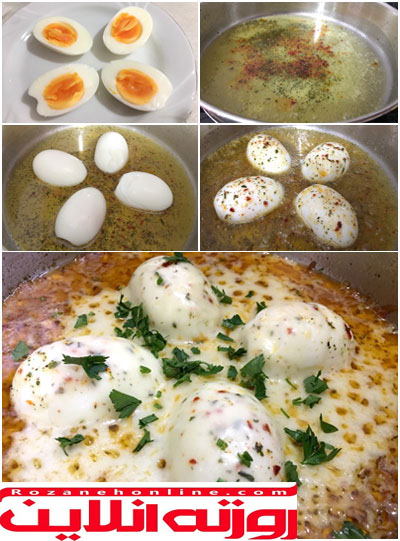 طرز تهیه صبحانه ای متفاوت با خوراک تخم مرغ آب پز و پنیر